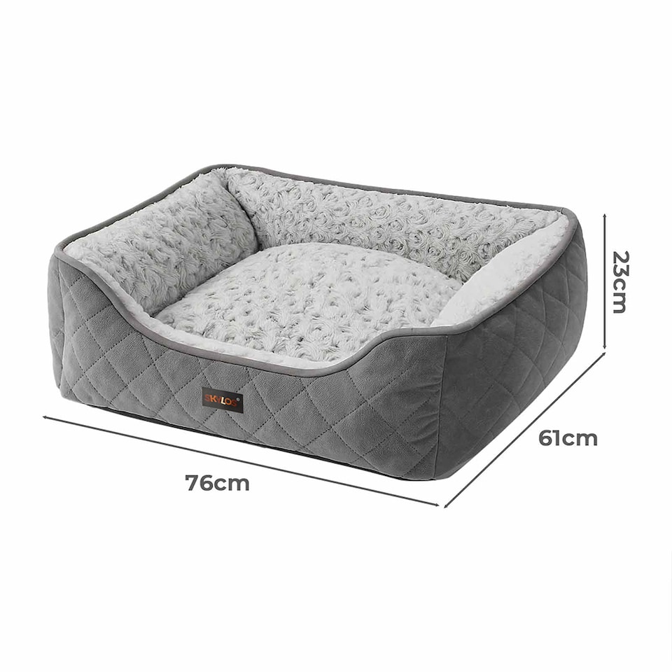 image 1 of Skylos Large Dog Bed Pet Cushion Fluffy Plush Washable for Calming Anxiety | Grey | Large | L