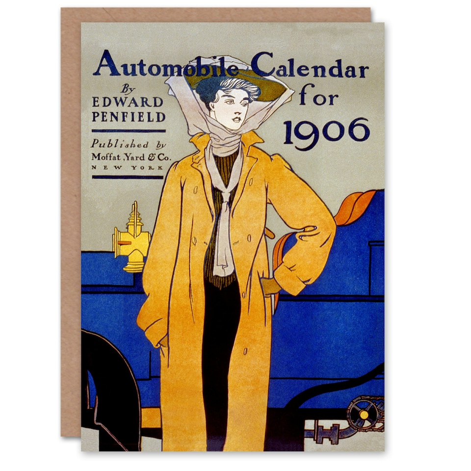 image 1 of Edward Penfield Art Card Automobile Calendar 1906