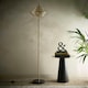 image 1 of Aspen 2lt Brass and Tiered Amber Glass Floor Lamp Gold