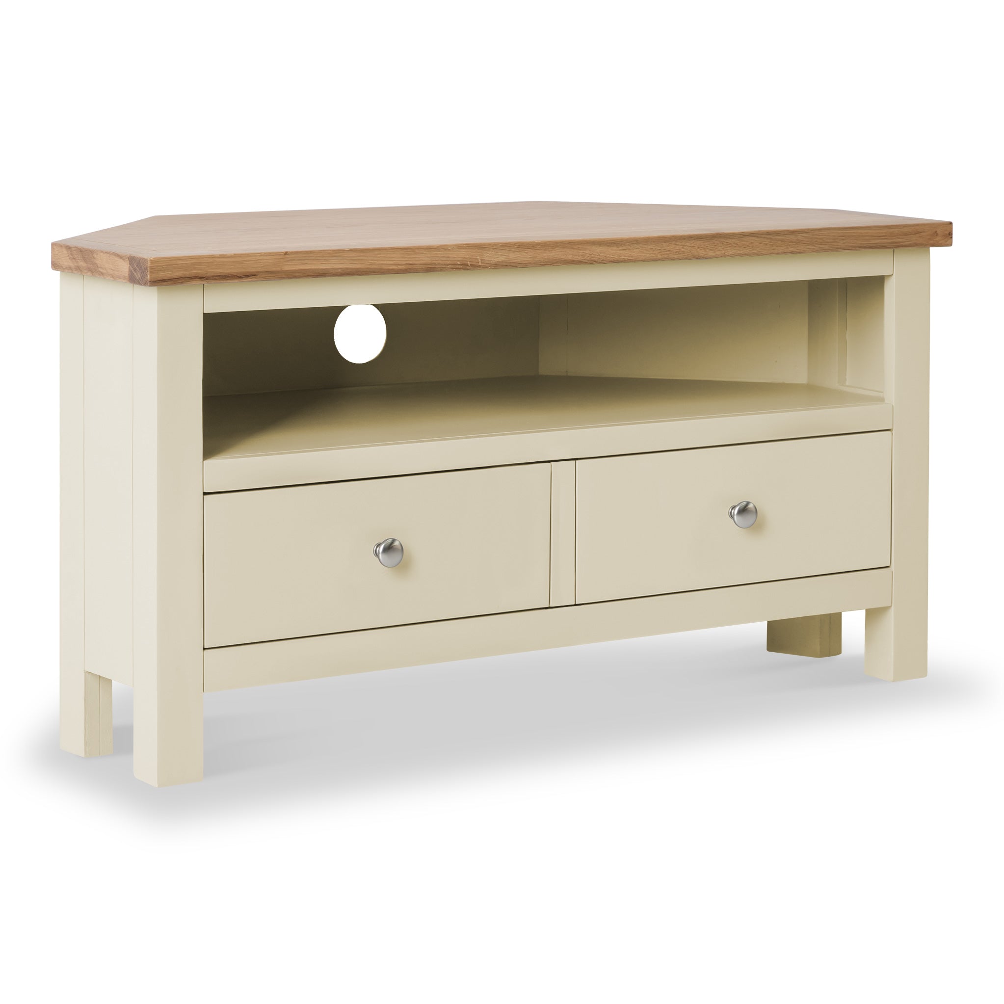Farro Cream 90cm Corner TV Unit - Fully Assembled - By Roseland Furniture