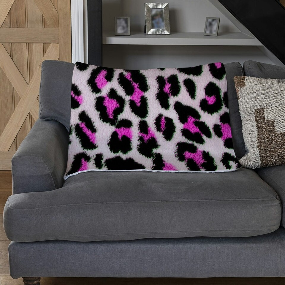 image 1 of Pink Fluffy Leopard (Blanket)