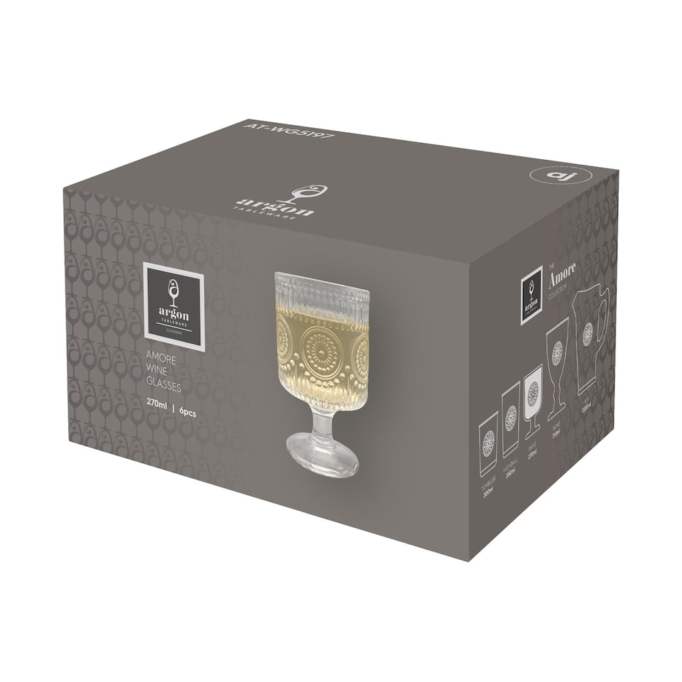 image 1 of Argon Tableware Amore Ribbed Wine Glasses - 270ml | Clear | Clear | 24