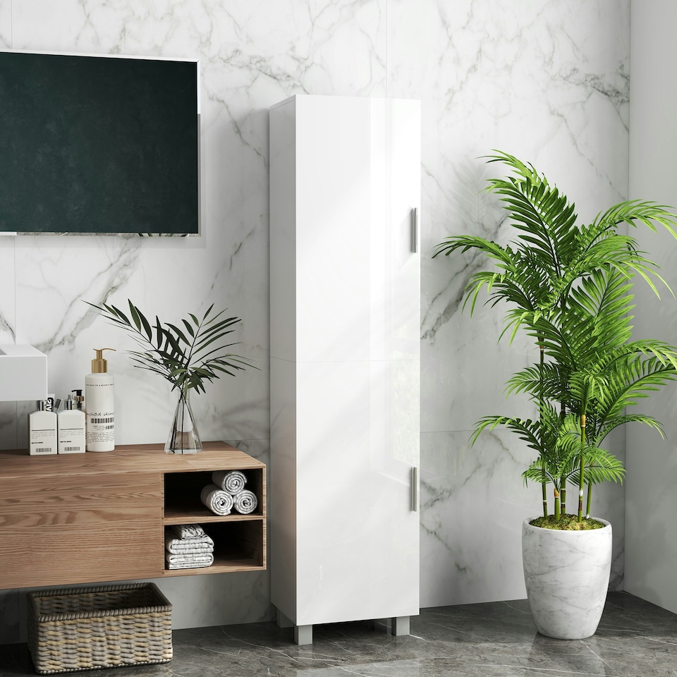 image 1 of HOMCOM Tall Storage Cabinet with Adjustable Shelves and Double Doors White