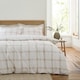 image 1 of Bianca Oxton Check 200 Thread Count Cotton Reversible Duvet Cover Set Natural | Cream | Natural | King