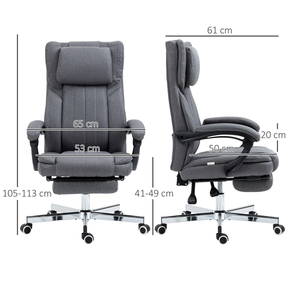 image 1 of HOMCOM Executive Office Chair, High Back Computer Desk Chair with Adjustable Headrest, Footrest, Reclining Office Chair, Dark Grey