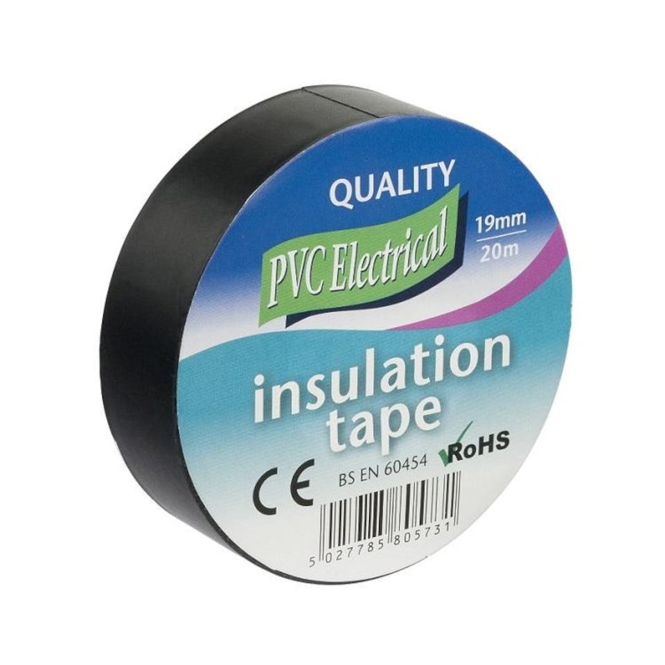 Electrical PVC Insulation Tape Black 19mm x 20m - One Colour - One Size
