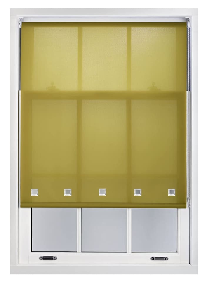 image 1 of FURNISHED Roller Blinds Daylight Square Eyelet Light Filtering Easy Fit Trimmable Window Shade | Green | Green