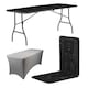 image 1 of Harbour Housewares Folding Picnic Table with Fitted Tablecloth - 180cm (6ft) - Black/Grey | Grey | Black/Grey