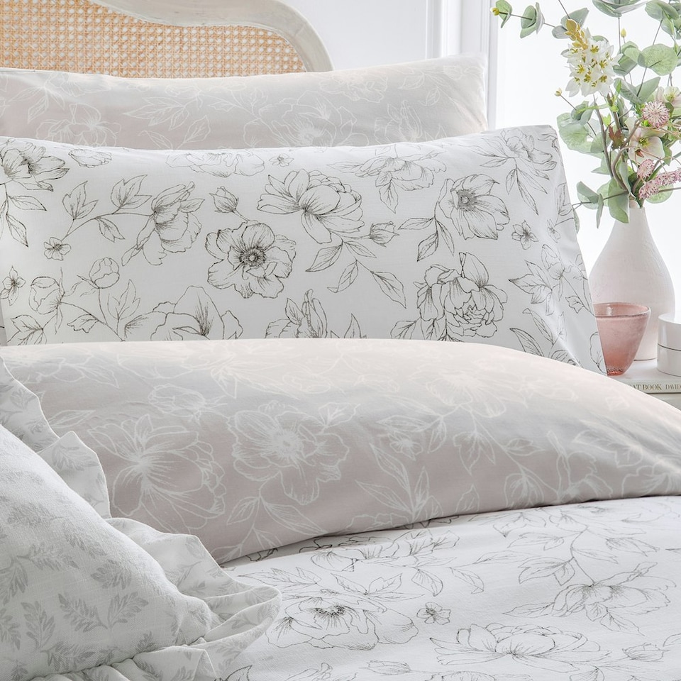 image 1 of Wylder Bella Reversible Floral Double Duvet Cover Set Blue | White | Double