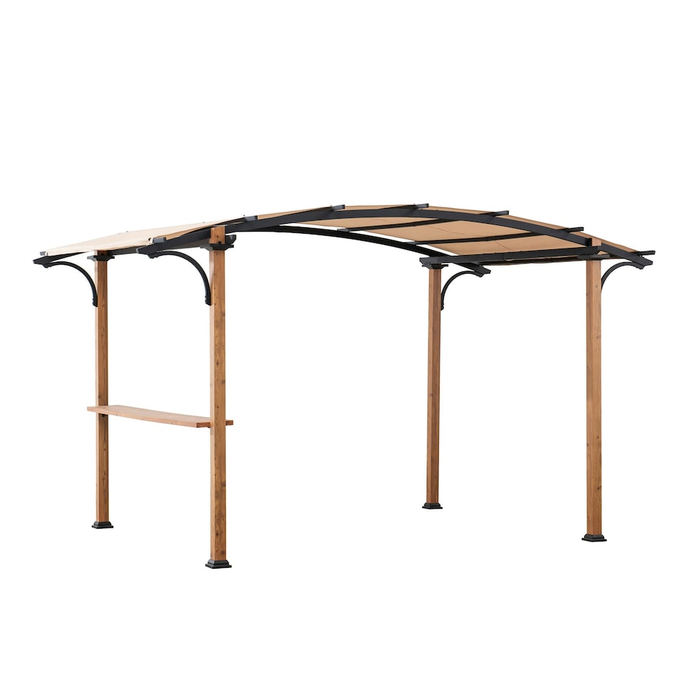 image 1 of Sunjoy 4m x 2.6m Steel Pergola-Wood Colored Frame