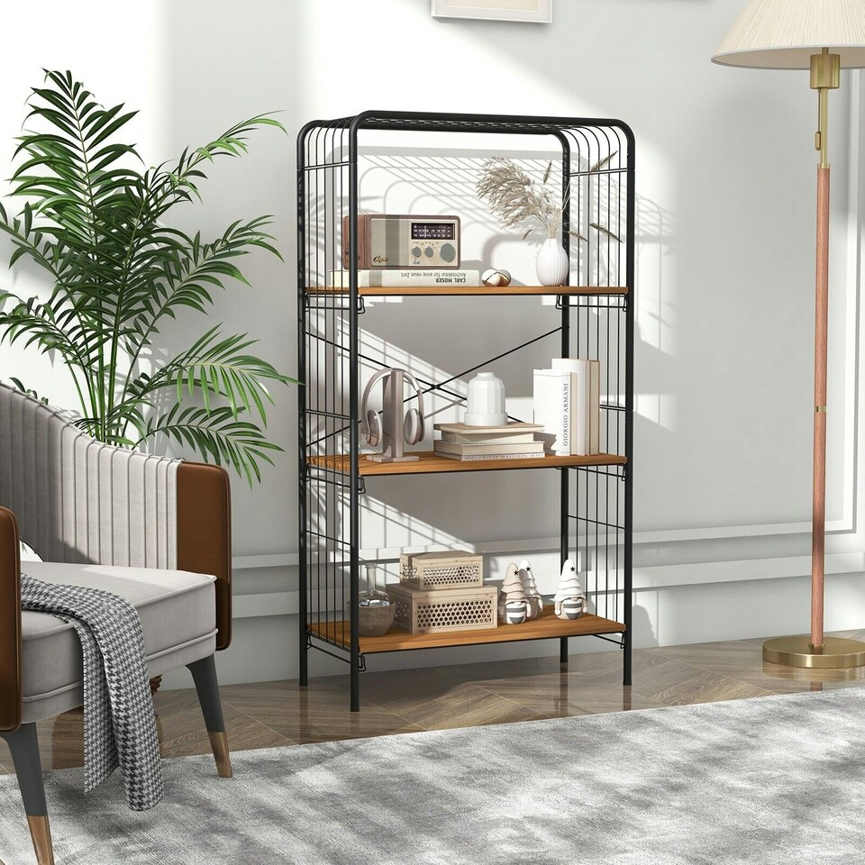 image 1 of COSTWAY 4-Tier Open-Back Storage Shelf Display Rack