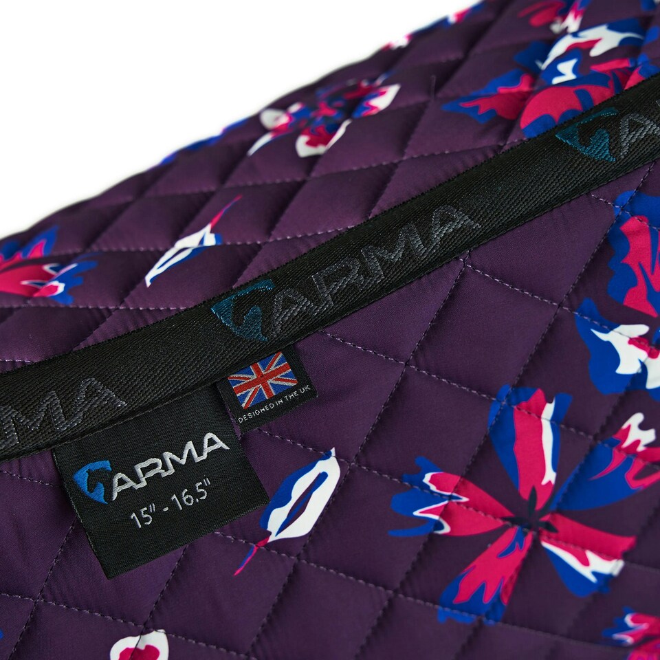 image 1 of ARMA Hyde Park Flowers Horse Saddlecloth - Purple/Black - 14in - 14in