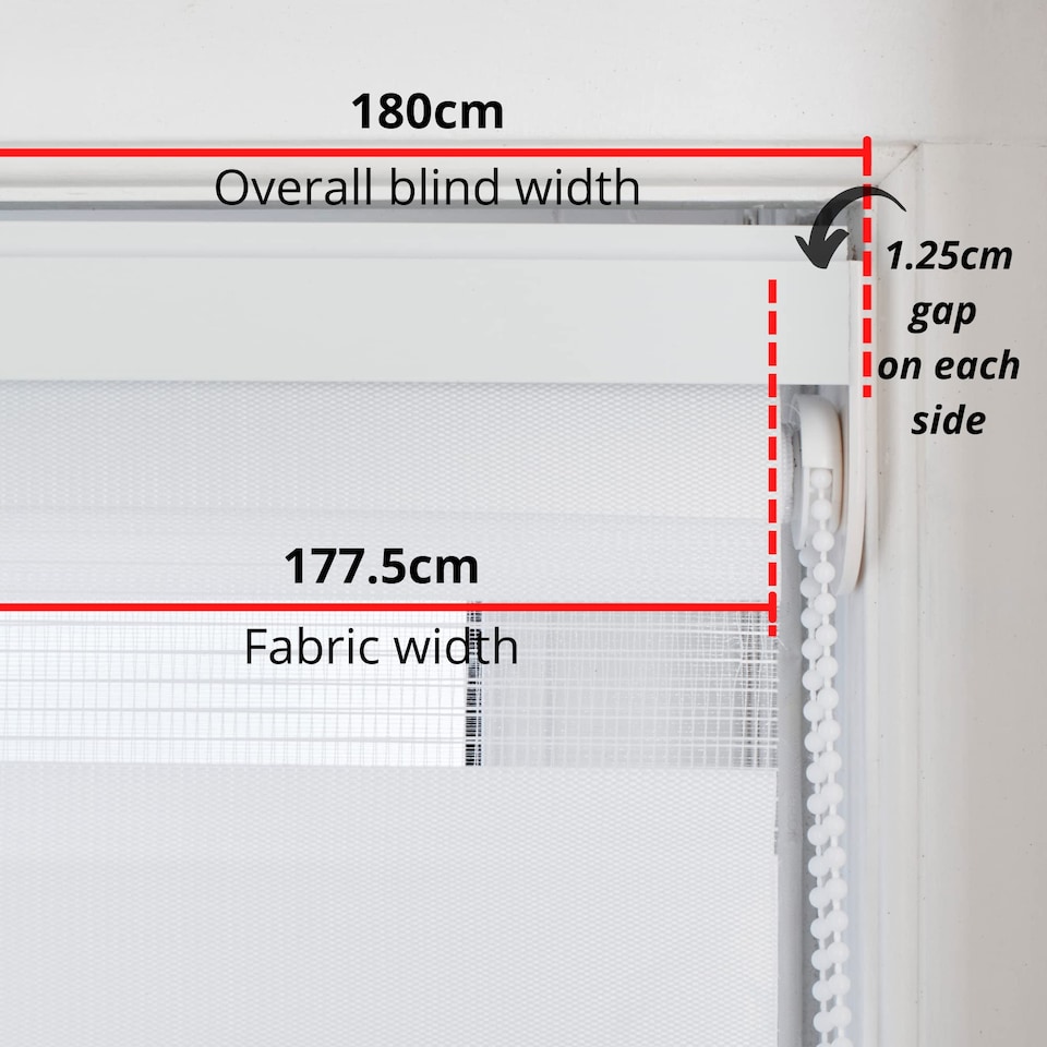 image 1 of Day and Night Zebra Roller Blind 180cm Wide x 165cm Long | White | White