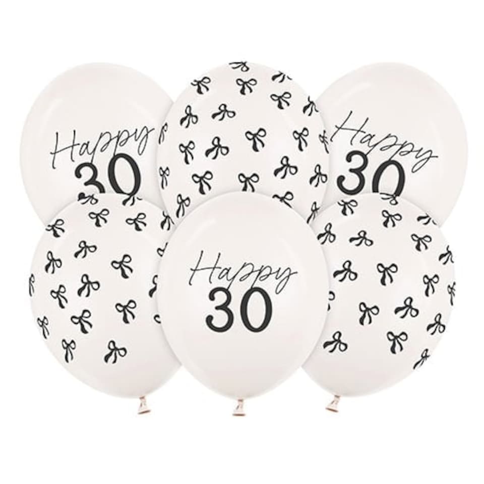 image 1 of Happy 30 Elegant Milestone Birthday Latex Balloons 30cm / 12 in - Pack of 6 | Multi
