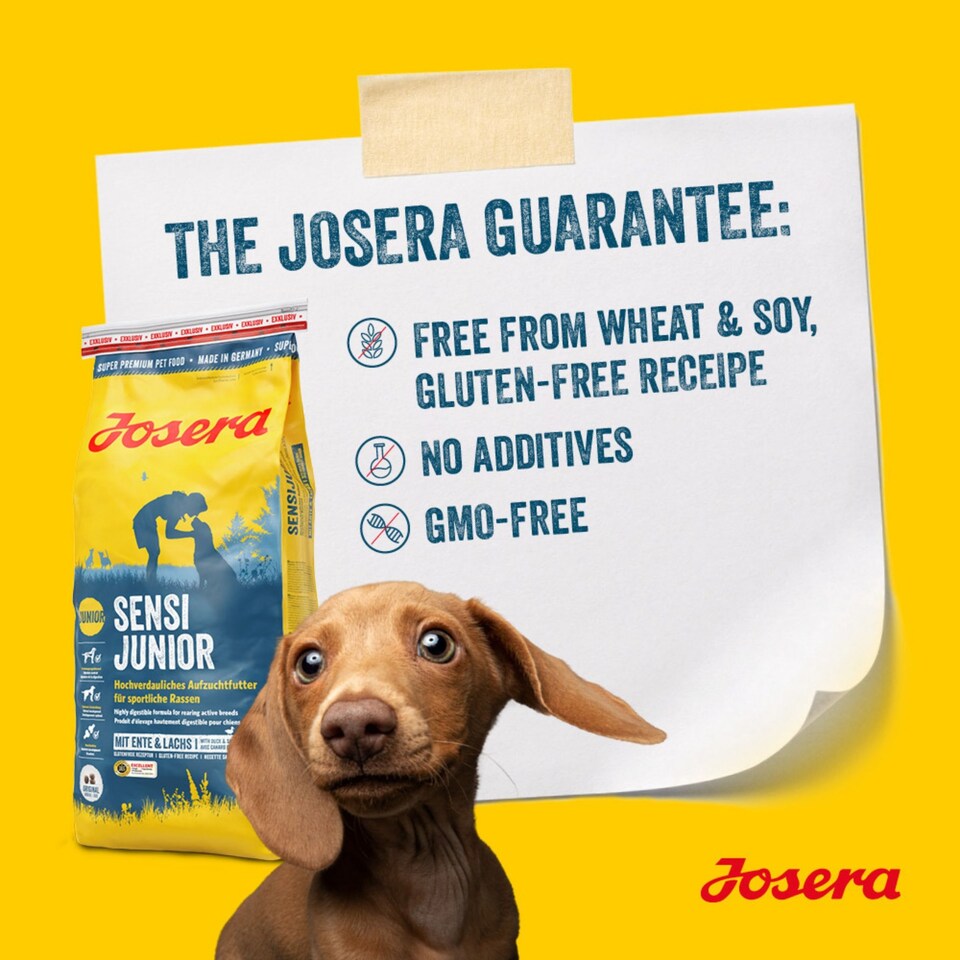 image 1 of Josera SensiJunior complete puppy food | For active pups | Sensitive digestion | Gluten-free | Medium & large breeds | Immune Plus | Lots of meat | 12.5kg