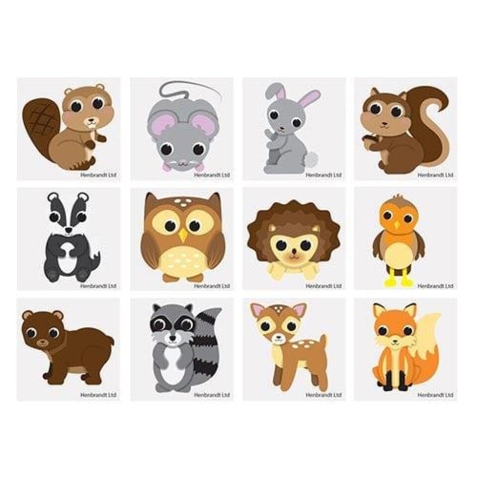 Woodland Animals Temporary Mini Tattoo Stickers - Pack of 12