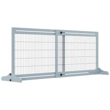 PawHut Adjustable Wooden Pet Gate Freestanding Dog Barrier for Doorway, Grey