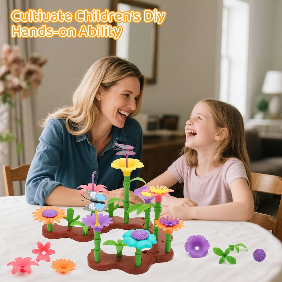 image 1 of 54 PCS DIY Flower Garden Toy Creative Building & Planting Set for Girls