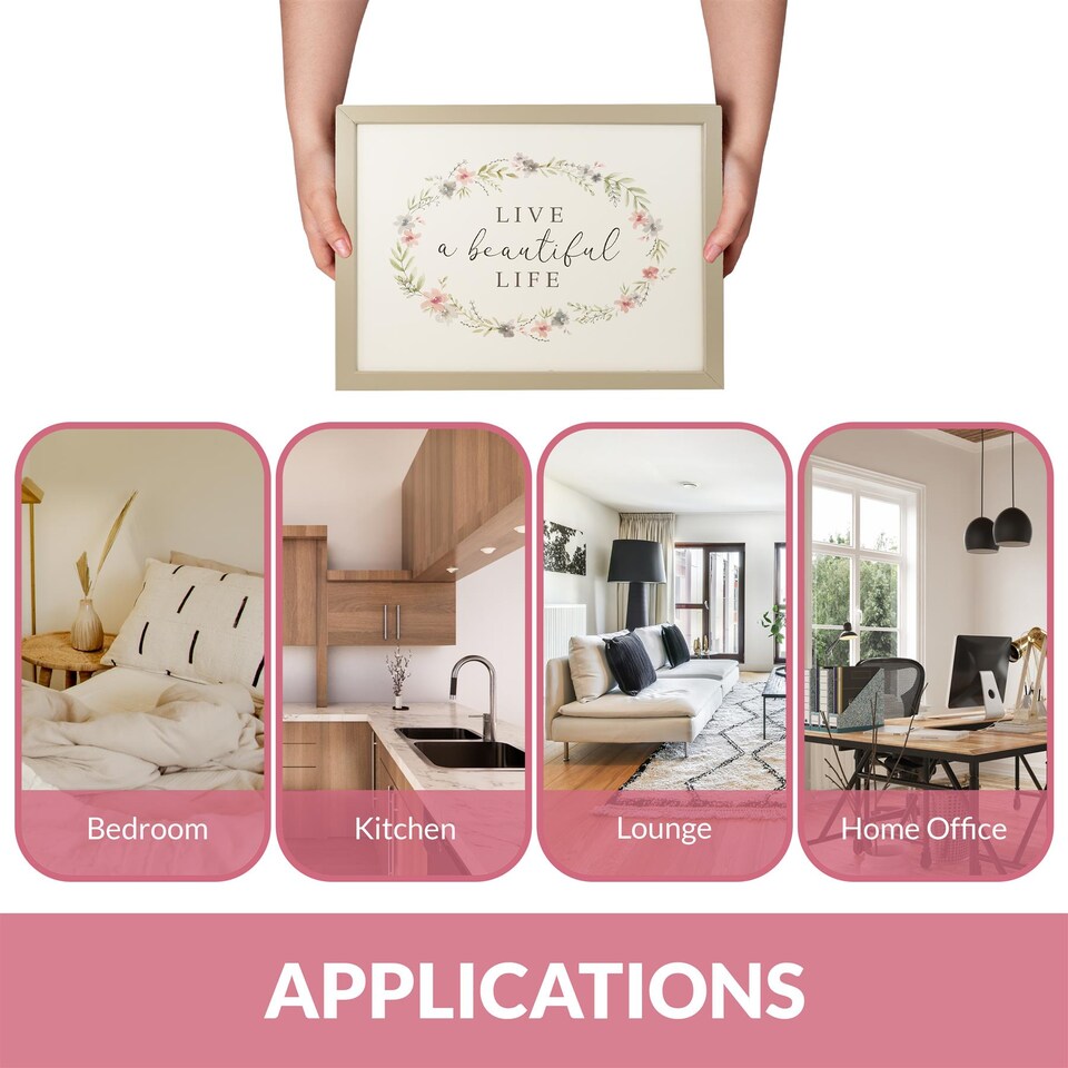 image 1 of GEEZY Live A Beautiful Life Design Wooden Lap Serving Tray with Bean Bag Cushion 44x34cm