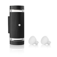 Auraglow PIR Motion Sensor Double Up & Down Wall Light - FLORENCE | Silver | Light Grey/Fitting Only