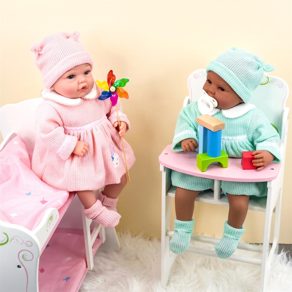 image 1 of BiBi Doll Reborn Baby Girl Clothes Set Pink Bunny Dress Outfit for 20 inch Dolls