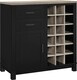 image 1 of Carver Bar Wine Cabinet with Storage in Black | Black | Black