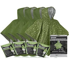 aZengear Emergency Survival Poncho (4pc) Thermal Mylar Foil Coating Blanket for Heat Retention and Rain, Waterproof (Green)