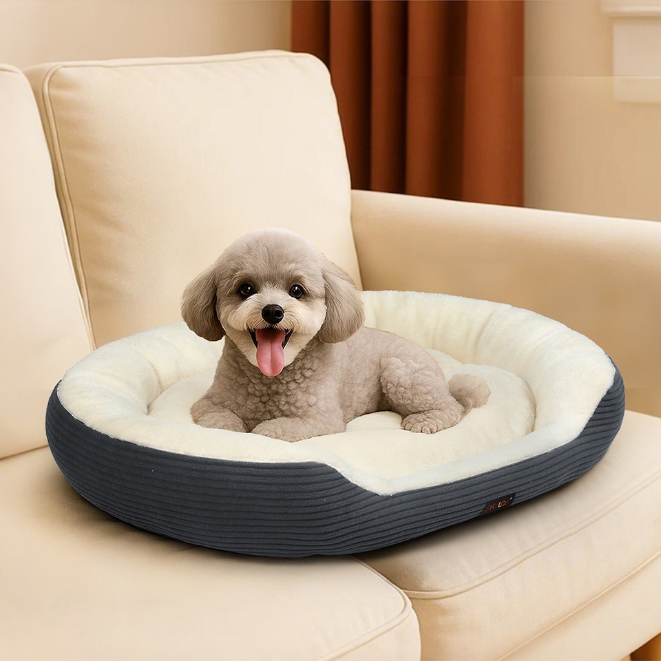 image 1 of Skylos Dog Bed Luxury Soft Washable Puppy Cat Cushion Mattress Corduroy Grey M | Grey | 63 | One Size