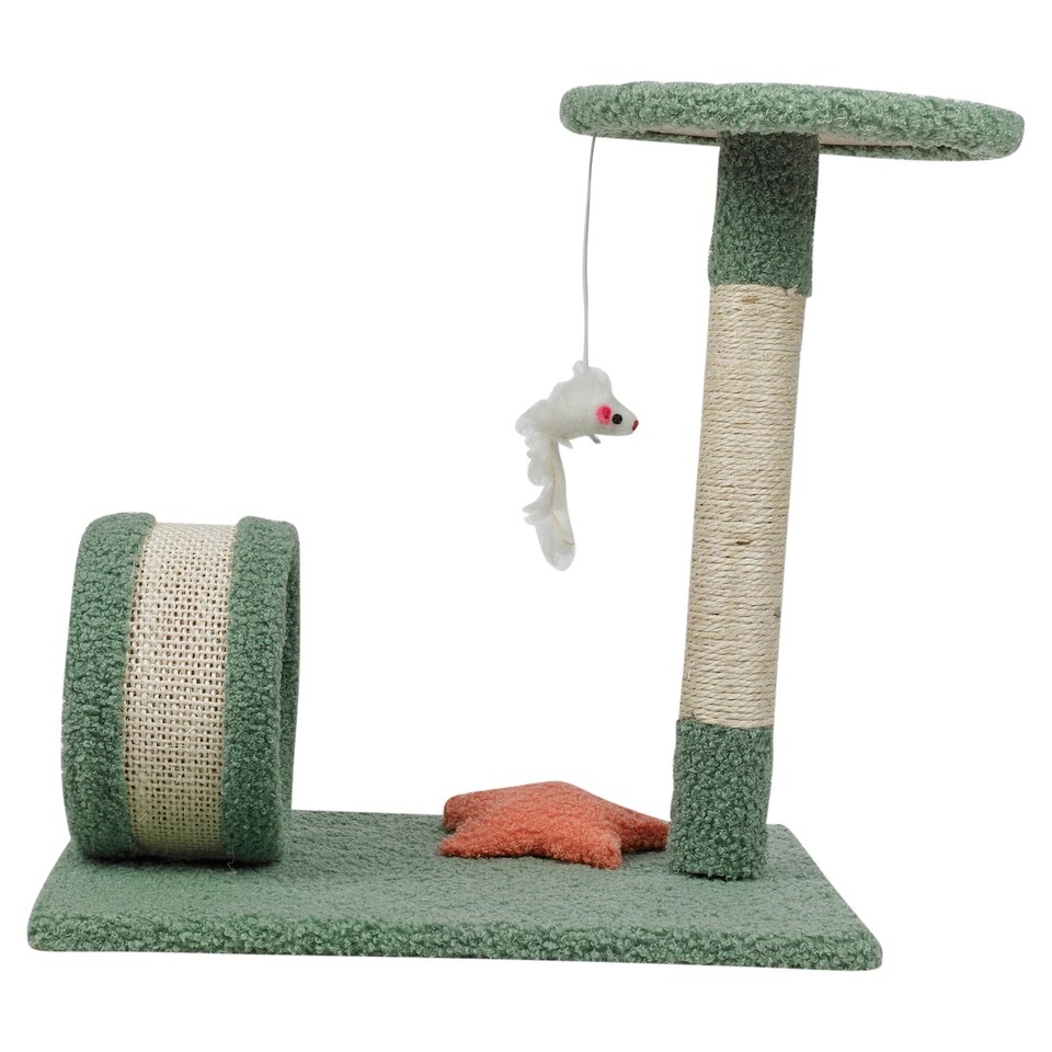 image 1 of Cat Scratch Tree On Stand With Hanging Mouse Claw Scratcher Play Toy - Seconds