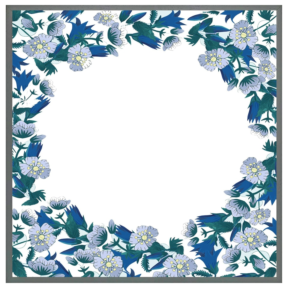 image 1 of Winter blue flowers (Picture Frame) Brown | Oak | M