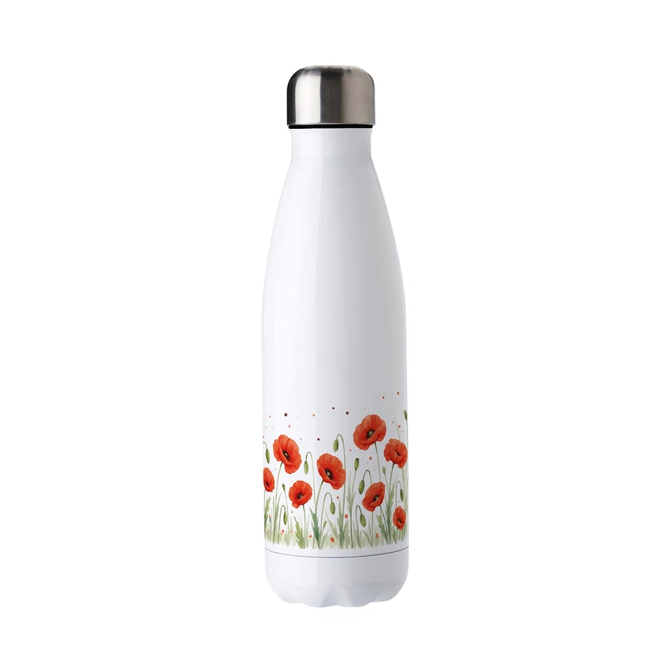 image 1 of Summer Poppies Reusable Metal Water Bottle
