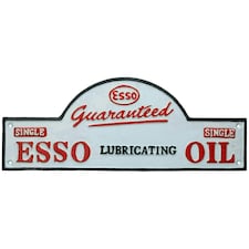 Domed Esso Cast Iron Sign Plaque Door Wall Fence Garage Petrol Workshop Oil
