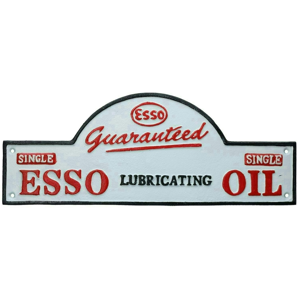 image 1 of Domed Esso Cast Iron Sign Plaque Door Wall Fence Garage Petrol Workshop Oil