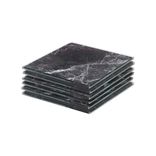 Harbour Housewares Square Glass Coasters - 10cm - Black Marble - Pack of 6