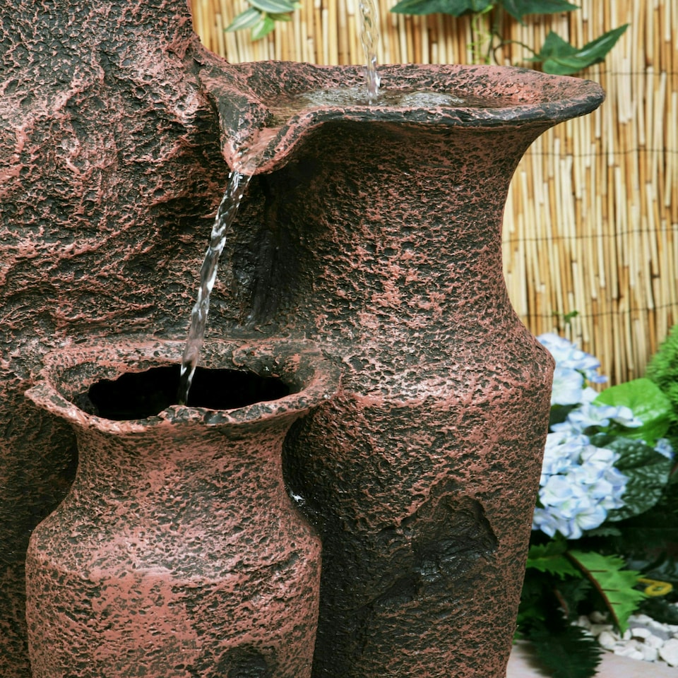 image 1 of Primrose Sama Cascading 3 Tier Ancient Jars Water Feature Brown 84cm