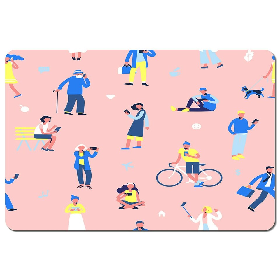 image 1 of different people with mobile phones and gadgets (Placemat & Coaster Set)
