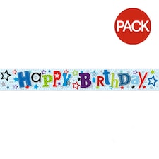 Simon Elvin Foil Birthday Banner (Pack of 6) - Multicoloured - 2.5m