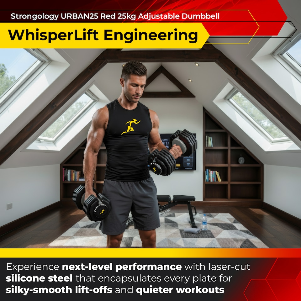 image 1 of Strongology Urban25 Home Fitness Adjustable Smart Dumbbells from 2.5kg up to 25kg Training Weights