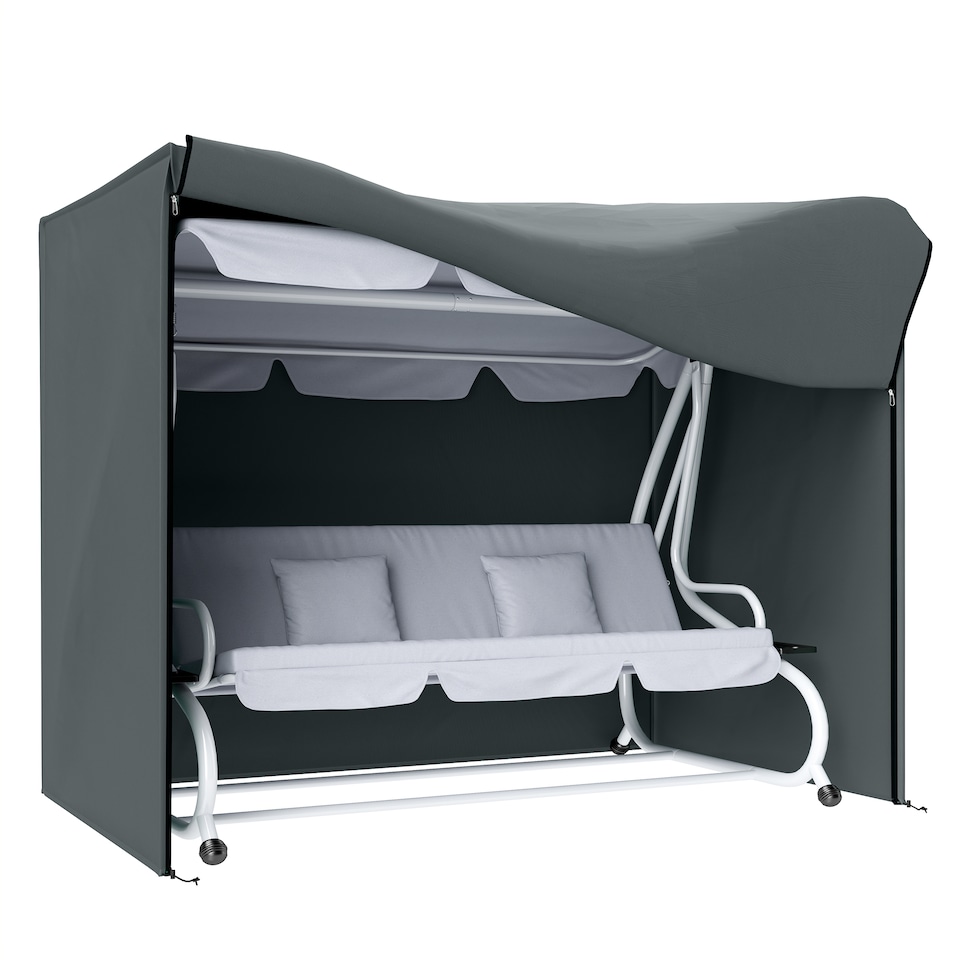 image 1 of Outsunny 3 Seater Garden Swing Cover, Windproof and Anti-UV, Grey