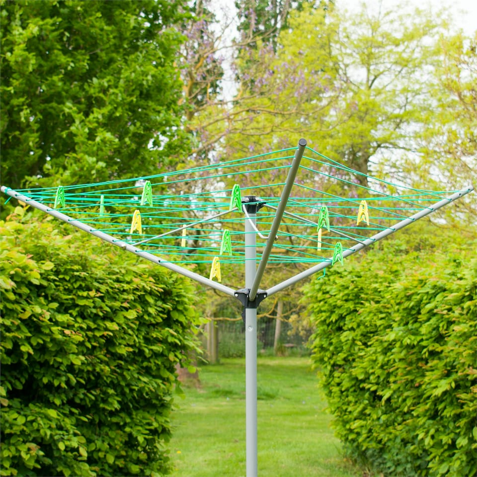 image 1 of KCT 3 Arm Rotary Washing Line - 30m Drying Area Green | Silver
