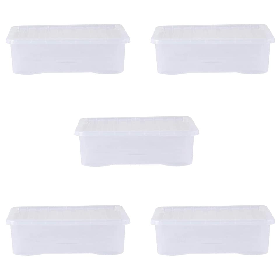 image 1 of Wham Crystal 5 x 32L Stackable Plastic Storage Boxes with Lids Black