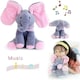 image 2 of Alivio Peek-a-boo Elephant Singing Musical Baby Plush Toy Stuffed Doll (Pink)