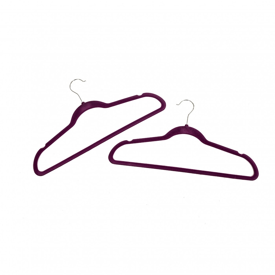 image 1 of Pack of 20 Purple Non-Slip Space Saving Velvet Clothes Garment Coat Suit Hangers
