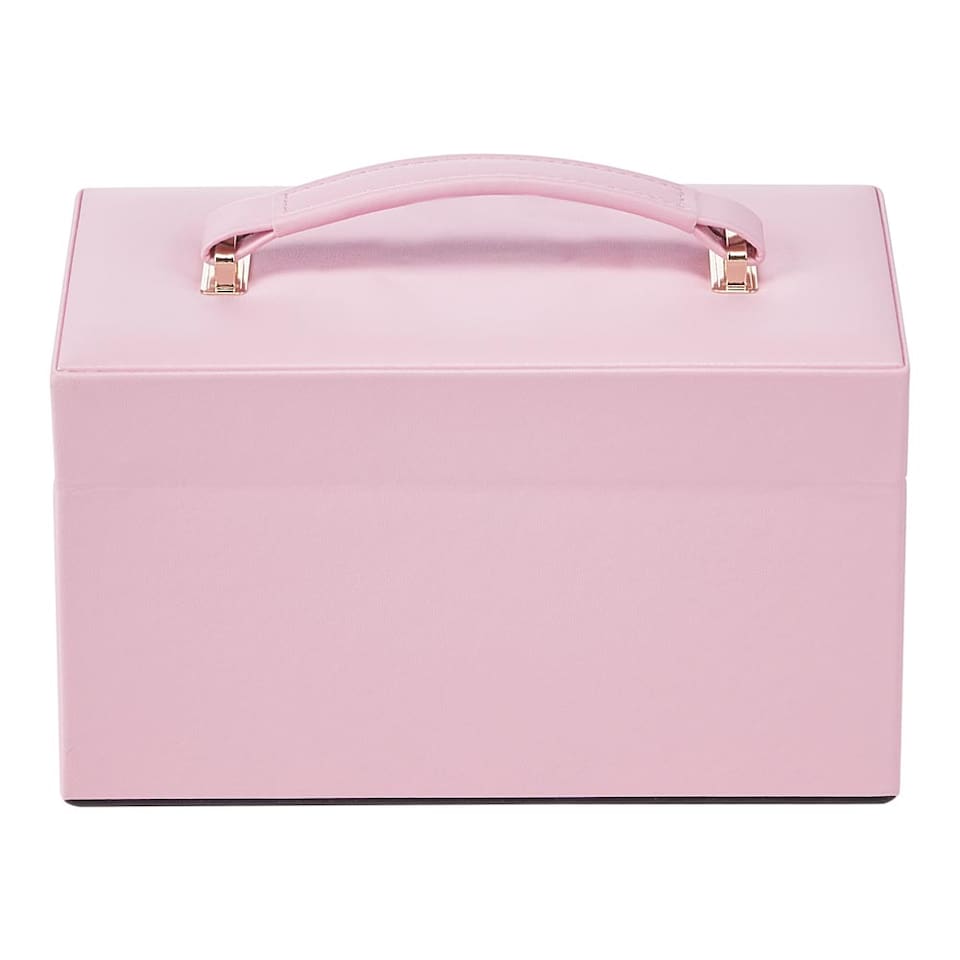 image 1 of Living and Home Lockable Jewellery Storage Box with Drawer-Pink | Pink