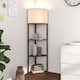 image 8 of HOMCOM Corner Floor Lamp with Shelves, Modern Tall Standing Lamp with Chain Switch for Living Room, Bedroom, Bulb Not Included, Rustic Brown