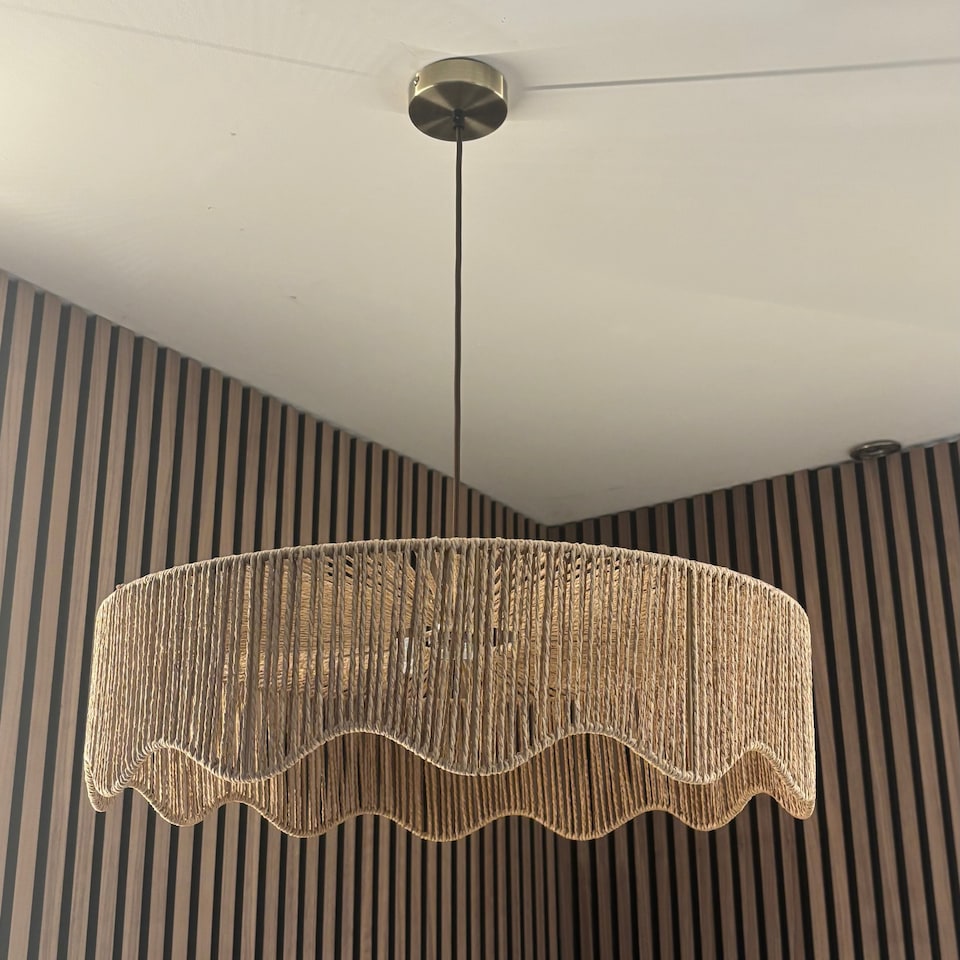 image 1 of CGC Francesca Large 60cm Natural String Round Scallop Woven Easy-Fit Lampshade