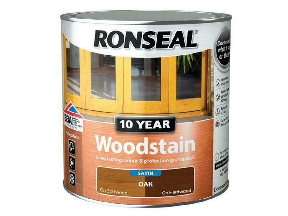 image 1 of Ronseal 10 Year Woodstain Oak 750ml - Exterior Wood Protection