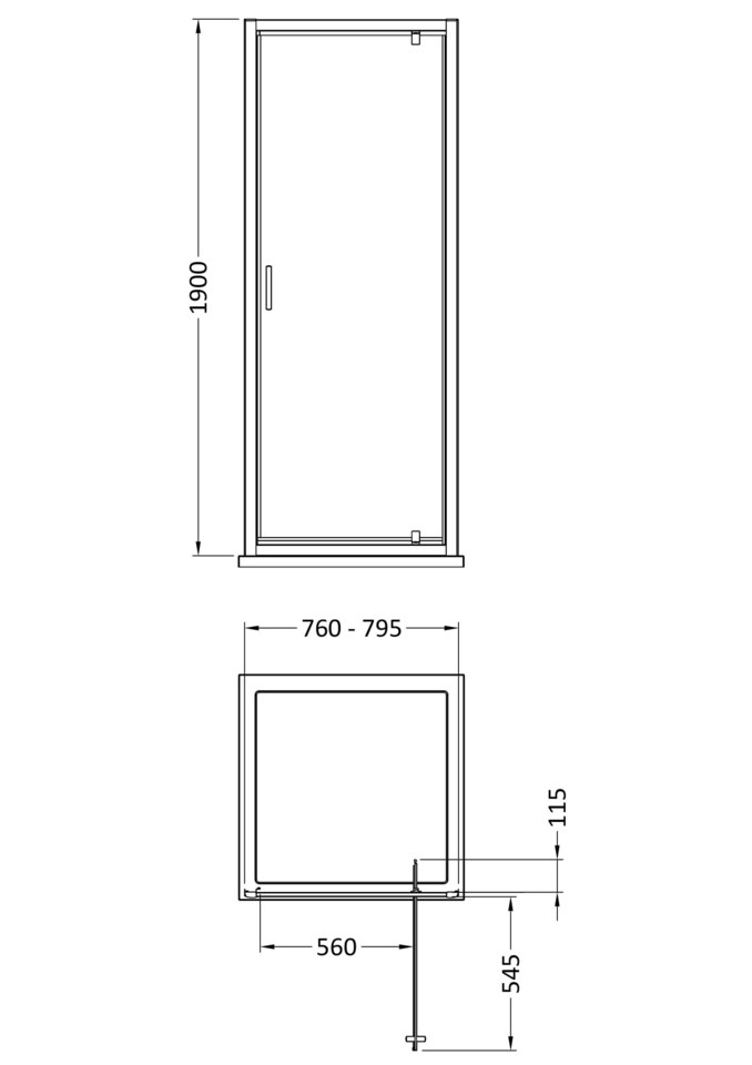 image 1 of Balterley Ruwa Toughened Safety Glass Reversible Pivot Shower Door - Balterley | Copper | Brushed Brass | 1