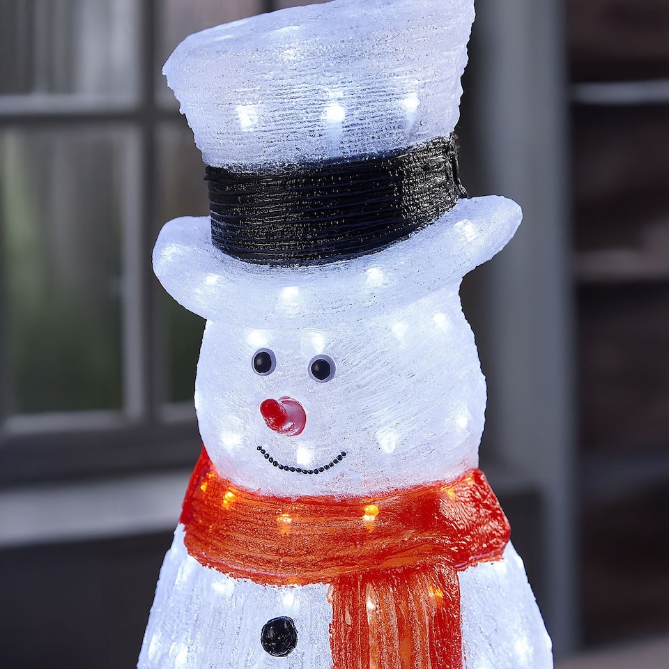 image 1 of Neo Large 70cm Acrylic Light Up Snowman Outdoor Festive Christmas Garden Porch Decoration Display Warm White Bright LEDs Illuminated Weatherproof