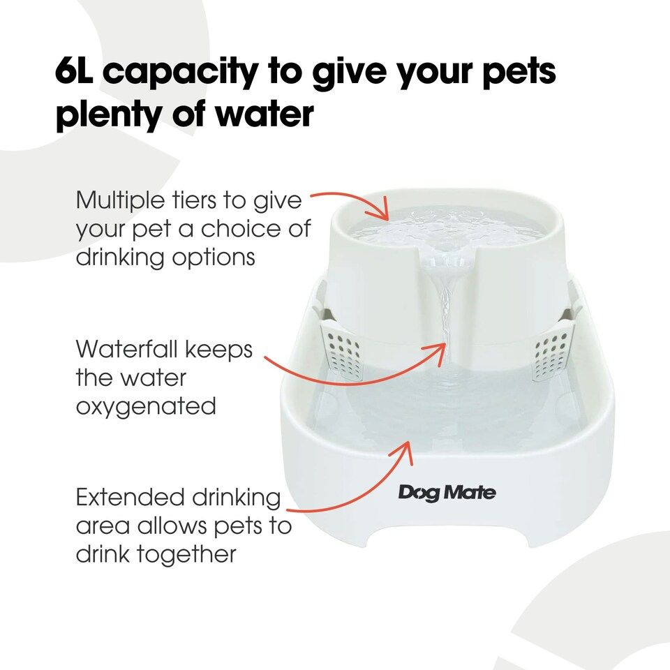 image 1 of Dog Mate Large Two-level Six-litre Pet Fountain – White (385) White